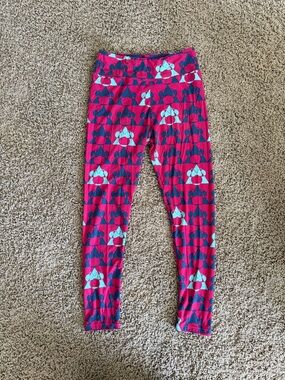 LuLaRoe Pink & Teal Geometric Leggings